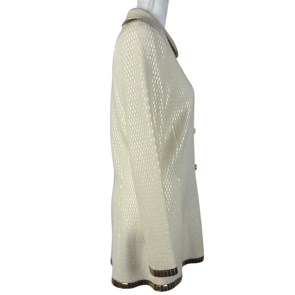 St John Separates Knit Jacket Blazer Womens M Ivory Gold Paillettes Evening VTG - Picture 3 of 9